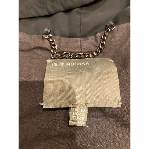 Muubaa Women's 10 Black Sheer Drape Leather Moto Mixed Media Jacket Cropped - Picture 7 of 12